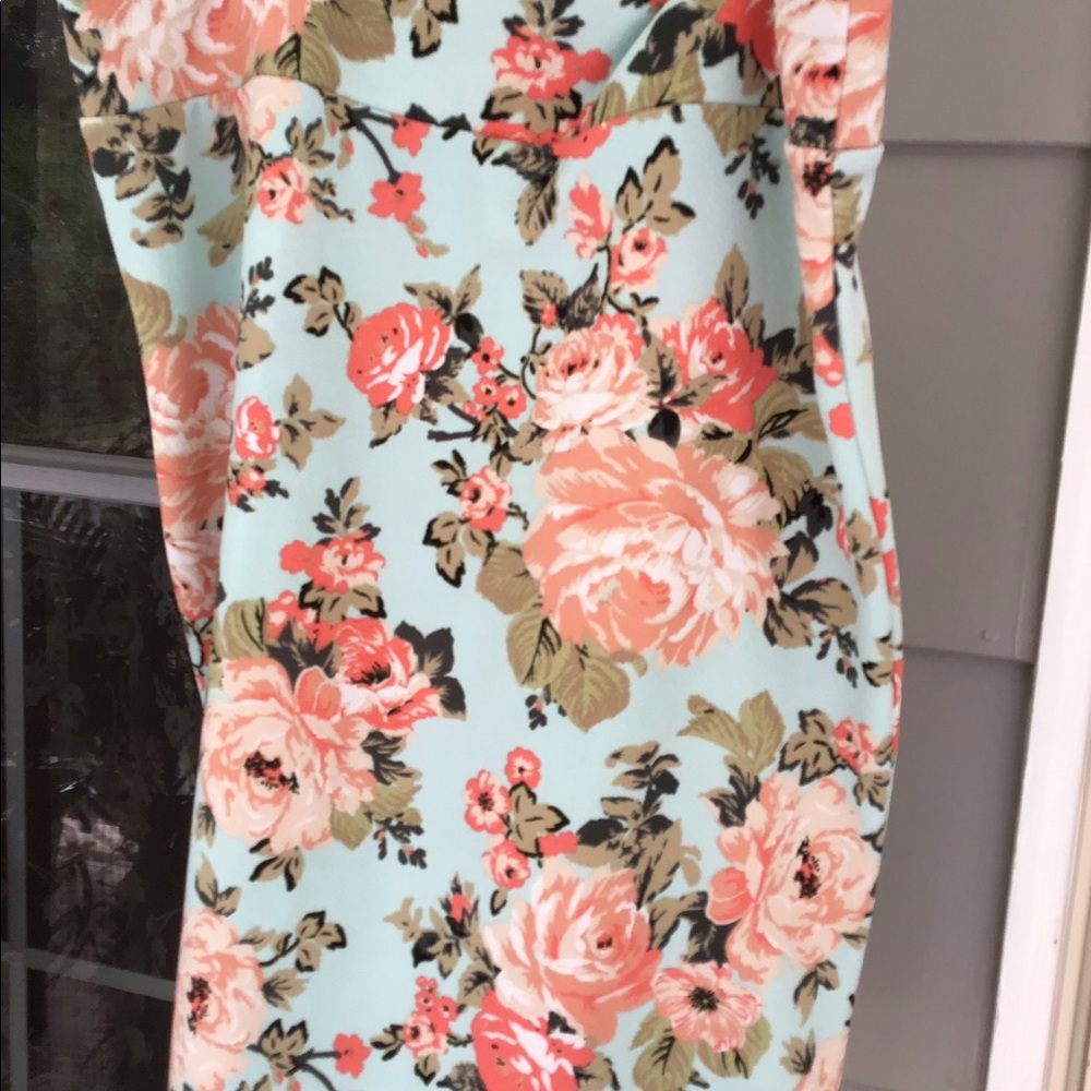 woman acacia aqua colored floral pencil straight skirt size 3x fits like XL EUC - Picture 8 of 9